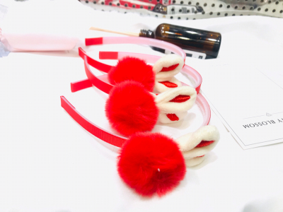 Xingxing Ornament Two Yuan Shop Wholesale Chinese New Year Celebration Joyous Hairware Headband Fur Ball Plush Red Hair Band