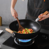 Ceramic Frying Pan Gas Stove Special Wok Double-Ear High Temperature Resistant Old-Fashioned Wooden Handle Flat Frying Pan Household Uncoated