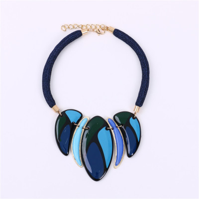 European and American Fashion Resin Necklace Drop Shape Pendant Alloy String Clavicle Chain Female All-Match Jewelry