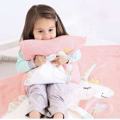 Children's Sofa Pillowcase Unicorn Throw Pillow Knitted Cushion Baby Pillow Wool Pillow