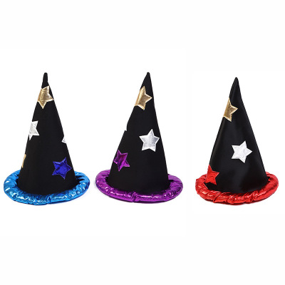 Creative Golden Cloth Five-Pointed Star MiuMiu Bag Side Cone Hat Stage Performance Party Gathering Decoration Props Multi-Color Optional