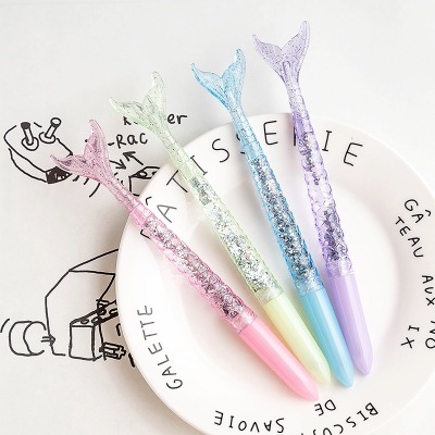 Korean Style Mermaid Gel Pen Laser Colorful Pen Holder Fish Tail Signature Pen Student School Supplies Mermaid Pen