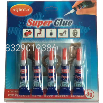 AQBOLA transparent liquid instant adhesive glue 5pcs blister card cheap price 3seconds glue Africa Nigeria