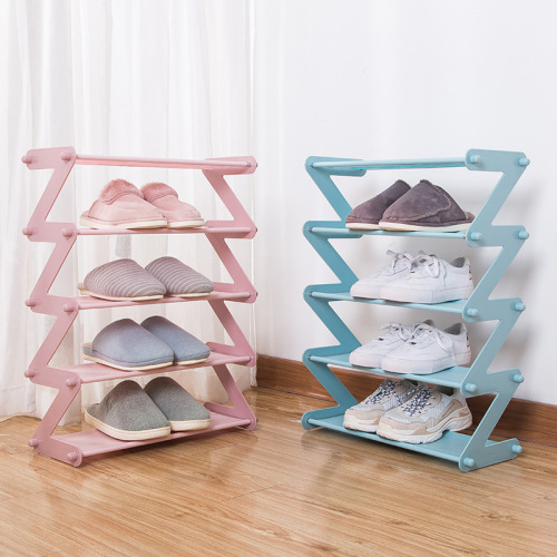 new simple 5-layer assembled shoe rack z-type fabric assembled shoe rack household storage shoe rack factory wholesale