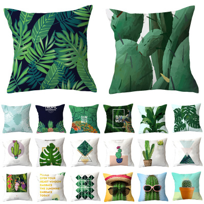 Yl008 Tropical Plant Pillow Cover Home Sofa Cushion Cushion Cover Wholesale Customized One Piece Dropshipping