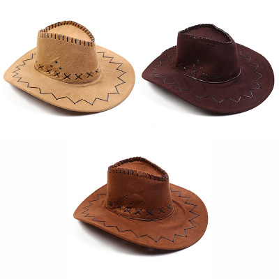 Western Cowboy Hat Knight's Cap Men's and Women's Sun Hats Outdoor Masquerade Performance Cap Suede Cowboy Hat