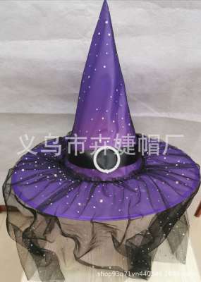 Hot Sale Party Party Sequins Witch Tip Hatband Belt Buckle Veil Multi-Color Adult