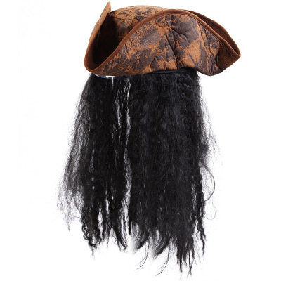 Hot Creative Personality Halloween Hat Coffee Suede Wig Pirate Wizard's Hat Fancy Dress Ball Props Wholesale