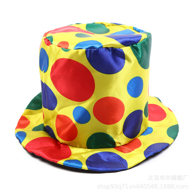 Hot Sale Popular Color Polka Dot a Tall Hat Magic Hat Ghost Festival Halloween Performance Christmas Festival Dot Clown Hat