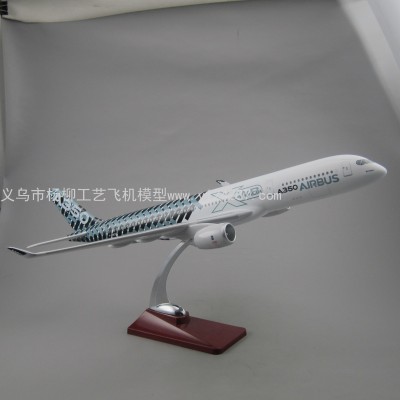 Aircraft Model (47cm Airbus Carbon Fiber Coating A350 Prototype) Synthetic Resin Aircraft Model
