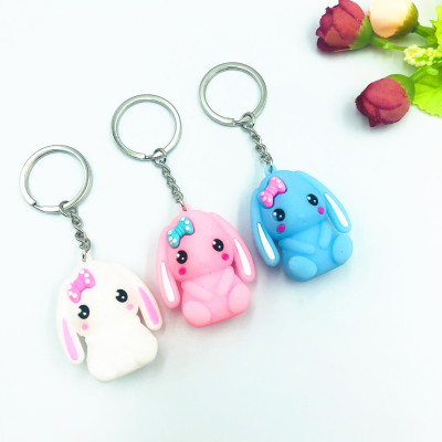 PVC Soft Rubber 3D Cute Rabbit Keychain Pendant Bag Clothing Accessories Creative Scan Code Small Gift
