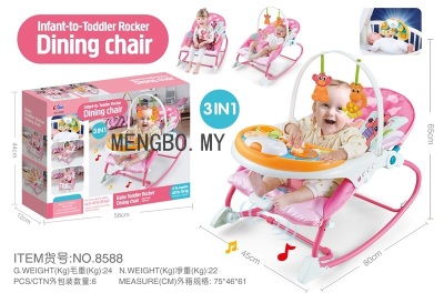 3-in-1 Baby Music Vibration Rocking Chair with Dining Table Bedside Bell Music Piano Baby Comfort Rocking Chair Baby Dining Chair