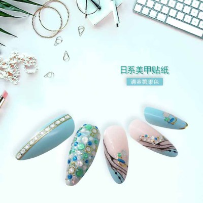 Japanese and Korean New Advanced Nail Stickers Fresh Candy Color Style Environmental Protection Safety Wall Sticker Spot