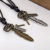 AliExpress Hot-Selling Ornament Vintage Alloy Feather Cowhide Necklace Adjustable Length European and American Men's and Women's Accessories