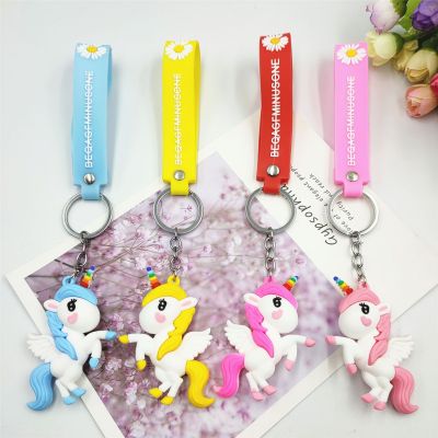 Hot Selling Cross-Border PVC Pegasus Unicorn Keychain Pendant Set Bag Clothing Hanging Ornaments Practical Small Gifts