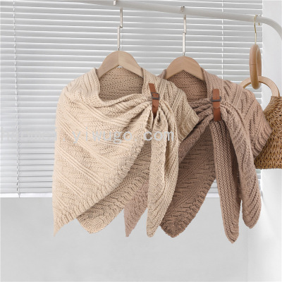 New Warm Shawl Split Thickened Triangle Cloak Women's Knitted Scarf Wool Scarf