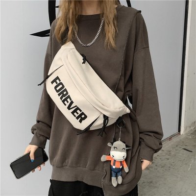 Korean Style Student Casual All-Match Waist Bag Fashion Hong Kong Style Trendy Chest Bag Japanese Ins Style Tooling Messenger Bag for Women