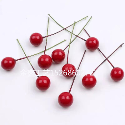 20mm mini fake plastic berry artificial flower red cherry pearlescent stamen wedding Christmas decoration DIY gift box