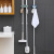 Multifunctional Wall Mount Punch-Free Space-Saving Dual Card Position with 2 Hooks Non-Marking Mop Clip Toilet Brush 