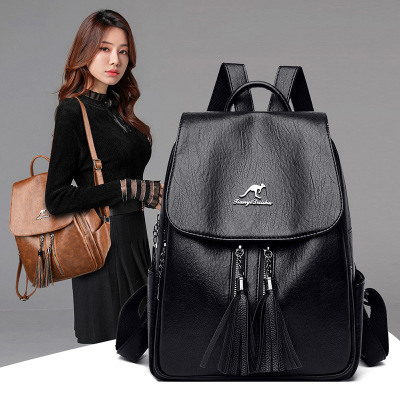2020 Autumn and Winter New Fashion Korean Fashion Backpack PU Leather Casual Fashion All-Matching Women's Backpack One Piece Dropshipping