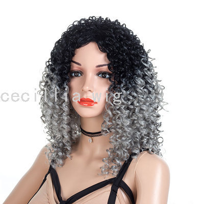 European and American Gradient Color Women's Fashion African Fluffy Small Volume Hot Selling Product Spot Wig Head Cover