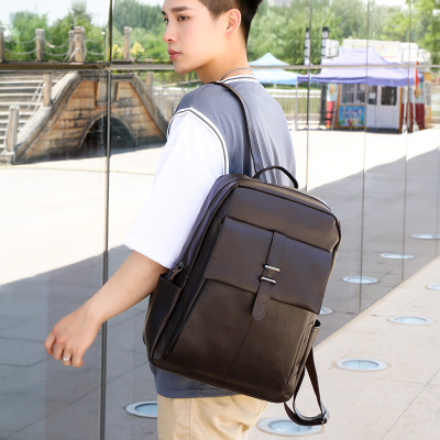 2020 New Men's Backpack Large-Capacity Backpack Leisure Travel Bag College Student Leather Bag Schoolbag One Piece Dropshipping