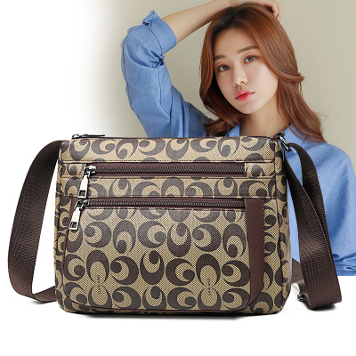 European and American Style New Women's Bag Fashion Middle-Aged Soft Leather Textured Mom Bag Simple Printed Crossbody Shoulder Bag