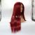 European and American Style Wig Front Lace Wine Red Long Straight Hair Former Lace Head Cap Wig