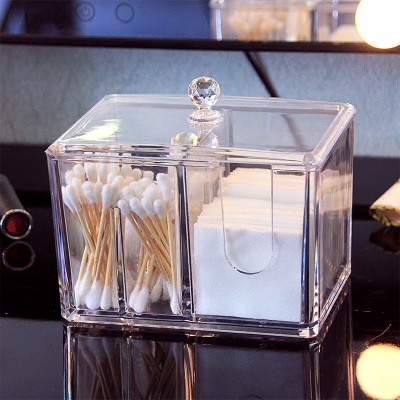 Acrylic Cotton Puff Cosmetics Storage Box Swab Box Transparent Dresser Table Cotton Cloth Cotton Box