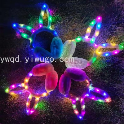 Winter Hot-Selling Luminous Ear Warmer Rabbit Ears Shape LED Luminous Earmuffs Cold-Proof Warm Female Winter Earmuffs