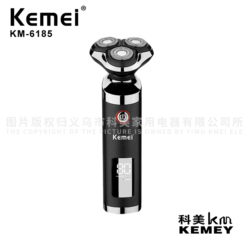 Cross-Border Factory Direct Sales Kemei Electric Shaving Knife KM-6185 Electric Three-Head Shaver Washable Shaver