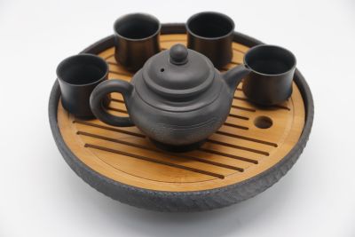 Xiongzhou Black Porcelain Master Handmade Crafts Gift Decoration Black Pottery Tea Set Chinese Box Set Can Be Customized