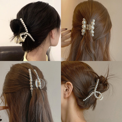 South Korea Dongdaemun Pearl Clip Ins Internet Celebrity Average Size Updo Hair Back Head Hairpin Top Clip Ponytail Clip Headdress