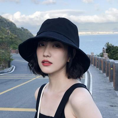 Net Red Black Bucket Hat Female Summer Little Fresh Korean Style Versatile Japanese Cute Sun Hat Sun Hat