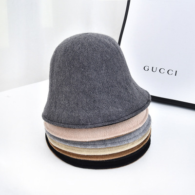 Cashmere Double-Sided Thickened Winter Artistic Style Bucket Hat Women's Japanese Fashion All-Matching Bucket Hat Korean Fashion Warm Fisherman Hat