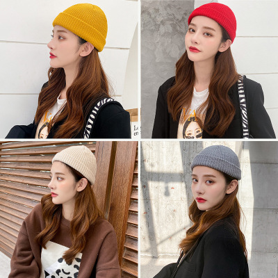 New Hat Female Korean Style Versatile Solid Color Woolen Hat Autumn and Winter Student Ins Knitted Warm Korean Fashion Winter