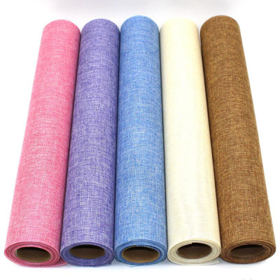 Factory in Stock Color Woven Linen Fabric Wall Decorative Cloth Classroom Decoration Burlap Roll Handmade DIY