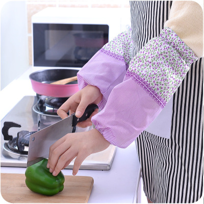 Korean-Style Simple Striped Floral Long Oversleeve Women's Household Kitchen Anti-Fouling Cloth Oversleeve Work Oversleeve