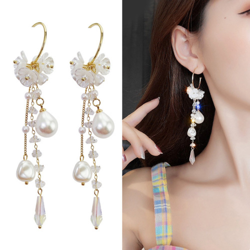 temperament internet celebrity same style earrings korean temperament tassel long high-grade earrings female simple super fairy hot earrings
