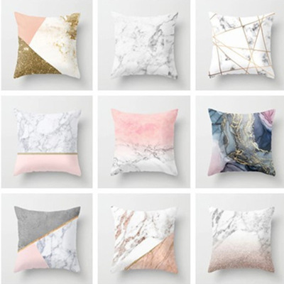 New Sofa Pillow Cases Can Graphic Customization Marble Pattern Peach Skin Fabric Material Pillow Case Factory Wholesale