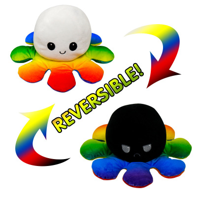 Cute Reversible Octopus Doll Double-Sided Expression Flip Octopus Doll Plush Toys Wholesale Customizable Logo