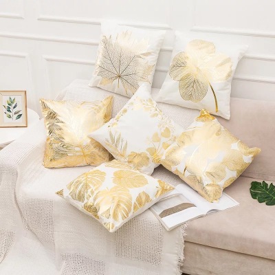 New Bronzing Geometric Leaf Pillow Cover Minimalist Creative Pillow Cover Office Sofas Cushion One Piece Dropshipping