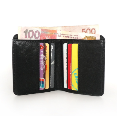 Customized Genuine Leather Men's Short Mini Wallet Multiple Card Slots Vertical Ultra-Thin Cowhide Retro Two Fold Money Clip