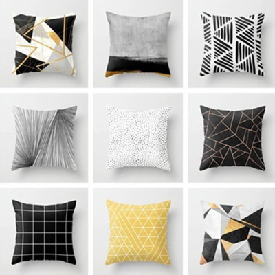 A New Geometric Abstract Pillow Cover Peach Skin Fabric Office Throw Pillowcase Car Back Cushion Covers Lumbar Cushion Cover Customization
