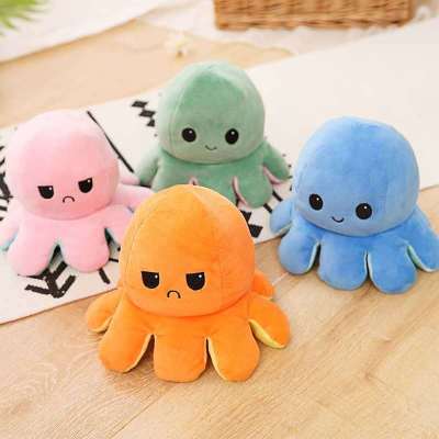 Christmas Flip Doll Double-Sided Flip Octopus Doll Angry Octopus Ocean Plush Toy Wholesale Custom Logo