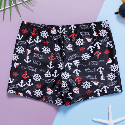 European and American Cartoon Swimsuit Printed Black Swimsuit Korean Style Children's Swimming Trunks Foreign Trade