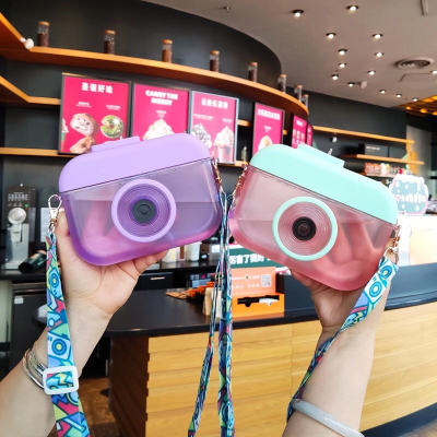 The spring of 2021 is coming, camera water cup, macarone hot fashion sling handle straw