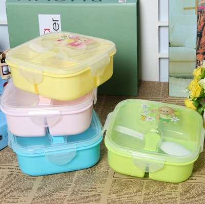 Plastic Children's Lunch Box Student Bento Box Square Transparent Cover Type Food Grade Pp Sealed Tableware