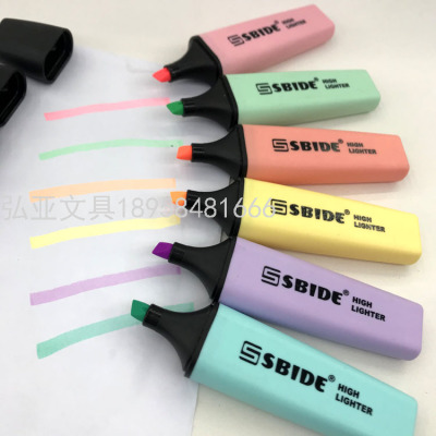 Classic Fluorescent Pen Sibide Macaron Color Series Fluorescent Pen 6 Colors Sbide 6 PCs Pet Box Hongya Stationery