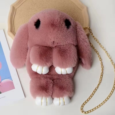 Factory Direct Sales Plush Toy Imitation Rabbit Fur Bag Single Back Double Back Cartoon Bag Doll Gift Children's Toy